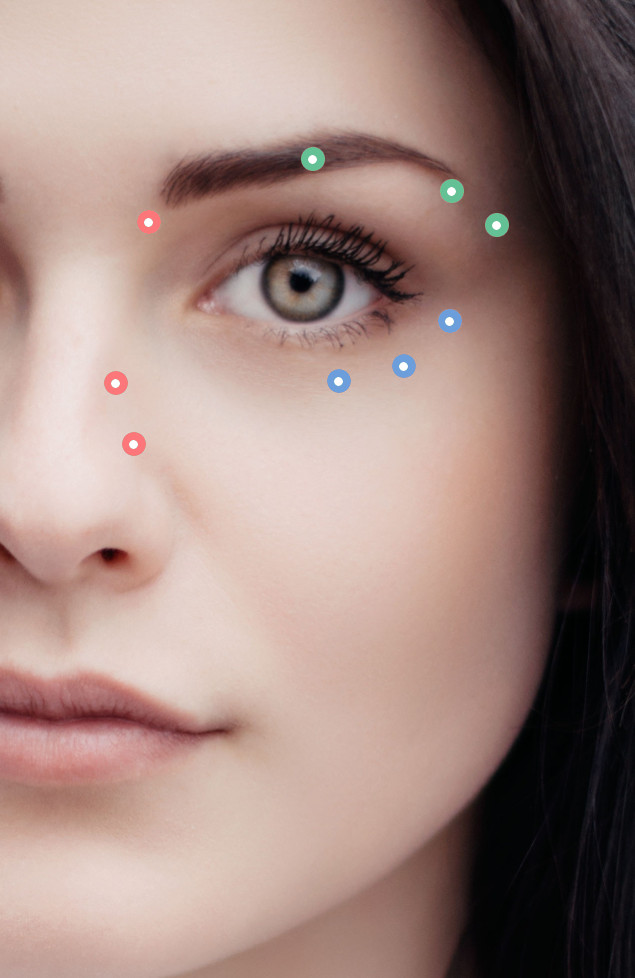 Acupressure points around the eye socket (exercise R7)